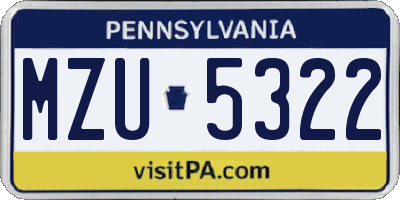 PA license plate MZU5322