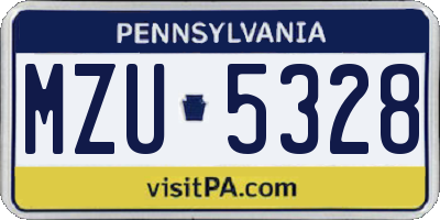 PA license plate MZU5328