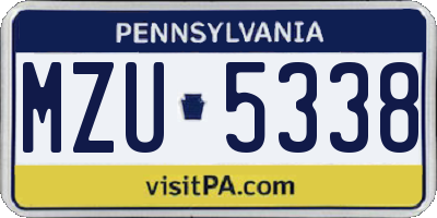 PA license plate MZU5338