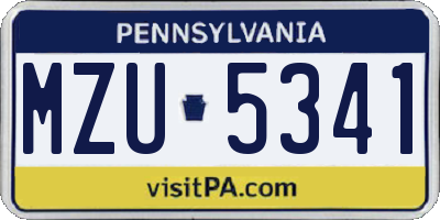PA license plate MZU5341