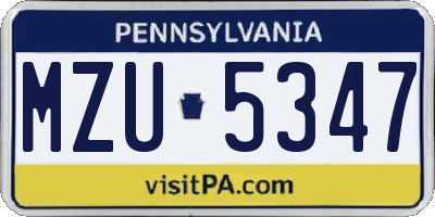 PA license plate MZU5347