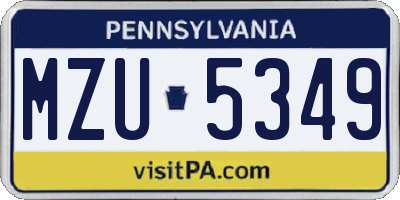 PA license plate MZU5349