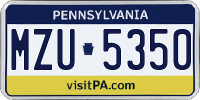 PA license plate MZU5350