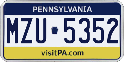 PA license plate MZU5352