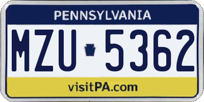 PA license plate MZU5362