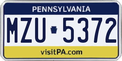 PA license plate MZU5372