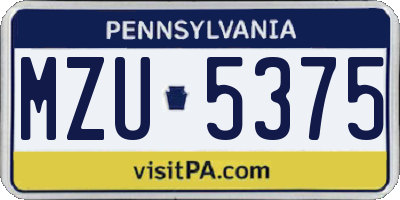 PA license plate MZU5375