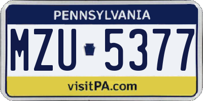 PA license plate MZU5377
