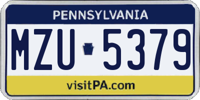 PA license plate MZU5379