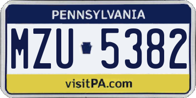 PA license plate MZU5382