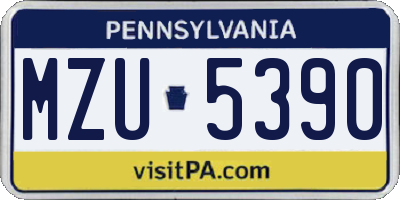PA license plate MZU5390