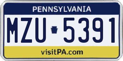 PA license plate MZU5391