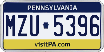 PA license plate MZU5396