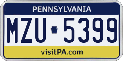 PA license plate MZU5399