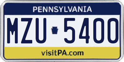 PA license plate MZU5400