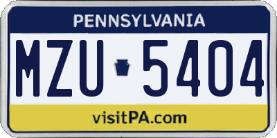 PA license plate MZU5404