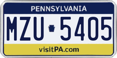 PA license plate MZU5405
