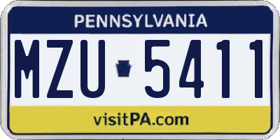 PA license plate MZU5411