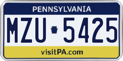 PA license plate MZU5425
