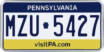 PA license plate MZU5427