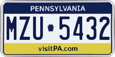PA license plate MZU5432