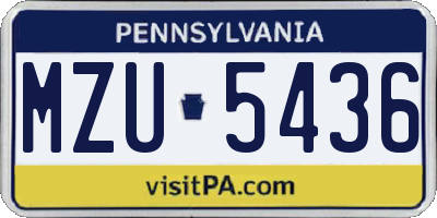 PA license plate MZU5436