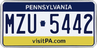 PA license plate MZU5442
