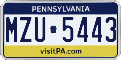 PA license plate MZU5443