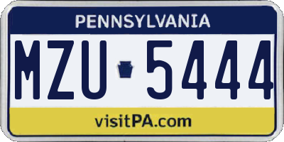 PA license plate MZU5444