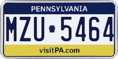 PA license plate MZU5464