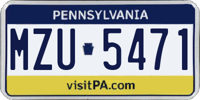 PA license plate MZU5471