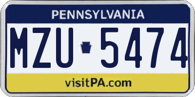 PA license plate MZU5474