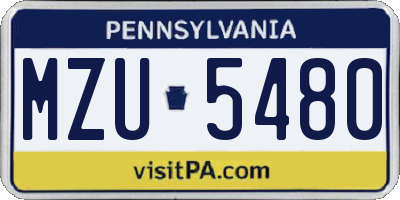 PA license plate MZU5480