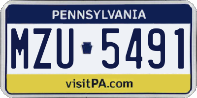 PA license plate MZU5491