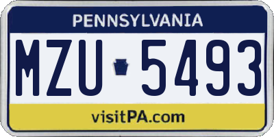 PA license plate MZU5493