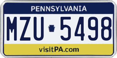 PA license plate MZU5498