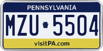 PA license plate MZU5504