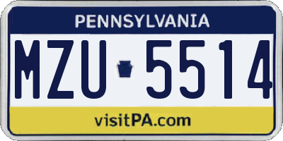 PA license plate MZU5514