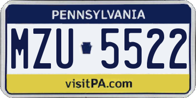 PA license plate MZU5522