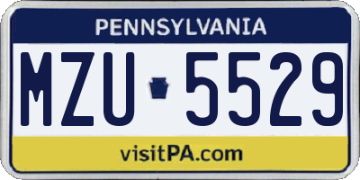 PA license plate MZU5529