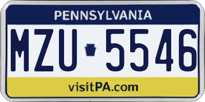 PA license plate MZU5546