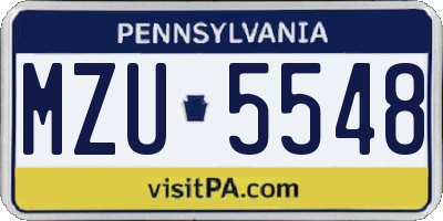 PA license plate MZU5548