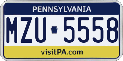 PA license plate MZU5558