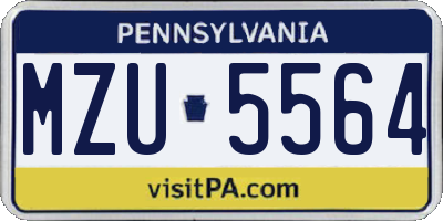 PA license plate MZU5564
