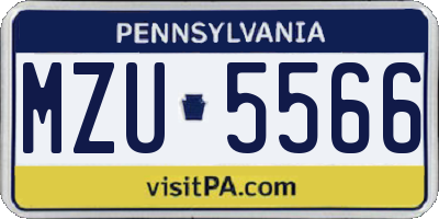PA license plate MZU5566