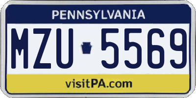 PA license plate MZU5569