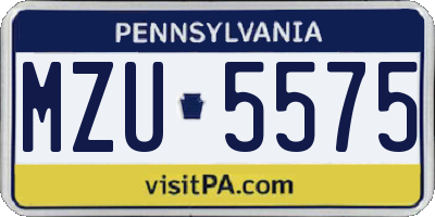 PA license plate MZU5575