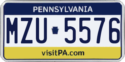 PA license plate MZU5576