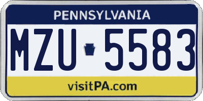 PA license plate MZU5583