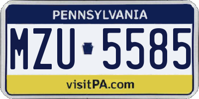 PA license plate MZU5585